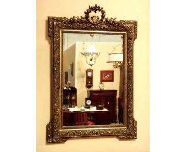 Antique French Mirror - Silvered and Patinated Frame