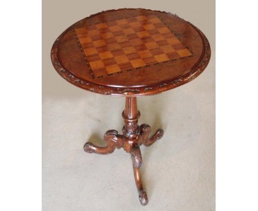 Antique Tripod Table - Chess board