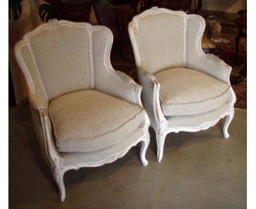 Pair of Louis XV Armchairs Painted Decapé