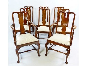 Antique Dining Chair Set of 8 Queen Anne Style