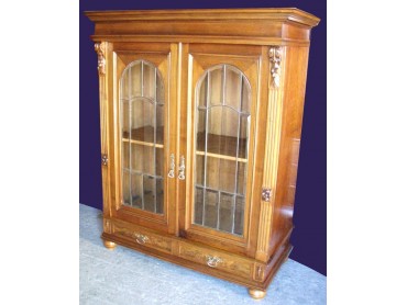 Antique Bookcase with Beveled and Leaded Doors