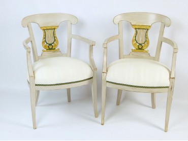 Swedish Biedermeier Painted Armchairs - 19th Century