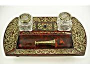 Antique Desk set in Boulle Marquetry over Tortoise Shell - stamped LEUCHARS
