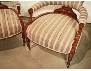 Low armchairs in Rosewood with Marquetry - SOLD