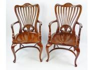 Antique Armchairs - Carved Cherrywood