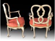 Pair of Armchairs Early 19th Century Italian Polychromed and Part Gilt - SOLD