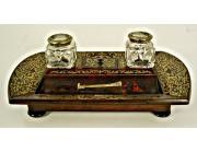 Antique Desk set in Boulle Marquetry over Tortoise Shell - stamped LEUCHARS