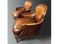 English Leather Small Armchairs