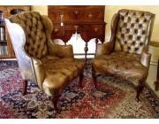 Antique Chesterfield Wingchairs in original 200+ year old Leather