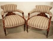 Low armchairs in Rosewood with Marquetry - SOLD