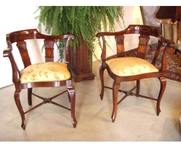 Antique Pair of Edwardian Corner Chairs