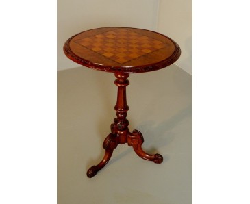 Antique Tripod table- Chess Marquetry