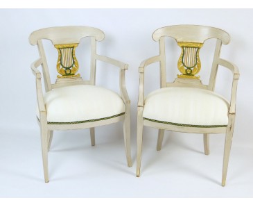 Swedish Biedermeier Painted Armchairs - 19th Century - SOLD