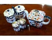 Victorian porcelain- Teapot and 2 marmelade pots - RESERVED