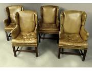 Antique Set of 4 Armchairs and Games Table