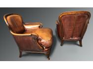 English Leather Small Armchairs