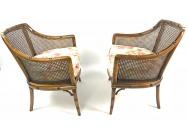 Pair of Bergères with Caned Backs and Faux Bamboo frames 