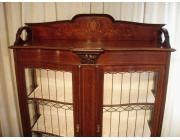 Antique Victorian Display Cabinet - 2 Leaded Glass Doors