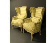 Baroque Pair of Armchairs Painted Gilt  