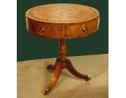 Antique Drum Table with Leather Top